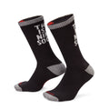 Black cushioned crew socks with gray toe/heel and 'THIS IS A NIKE SOCK' on the shaft