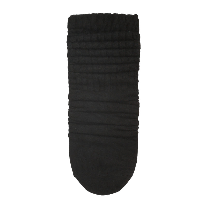 Black medium scrunch sock with ribbed texture