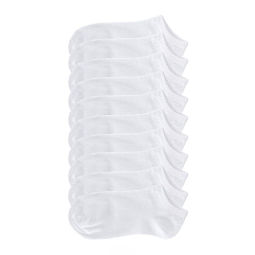 10-pack medium no-show socks, white, low-cut ankle length (set of 10)