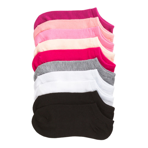 10-pack small no-show socks, multicolor warm tones with cushioned foot