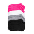 10-pack no-show socks, x-small, pink, white, grey, and black folded