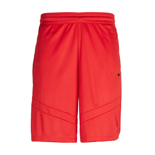 Men's university red athletic shorts with elastic waistband and Nike logo at thigh