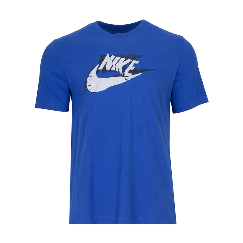 Men's blue T-shirt with large Nike graphic on front