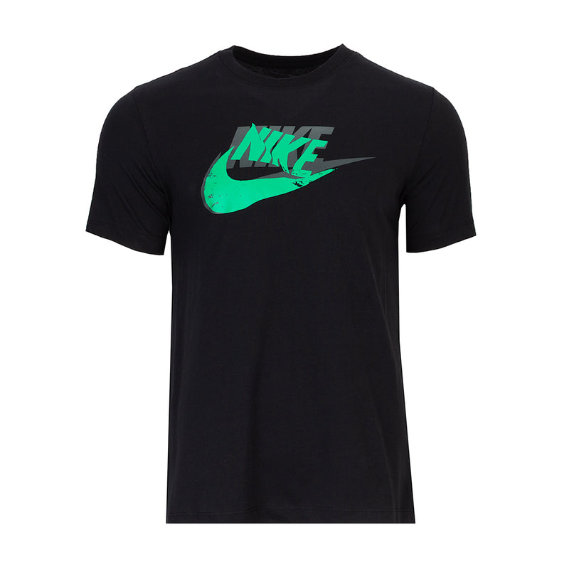 Men's black Nike logo graphic crewneck t-shirt with short sleeves
