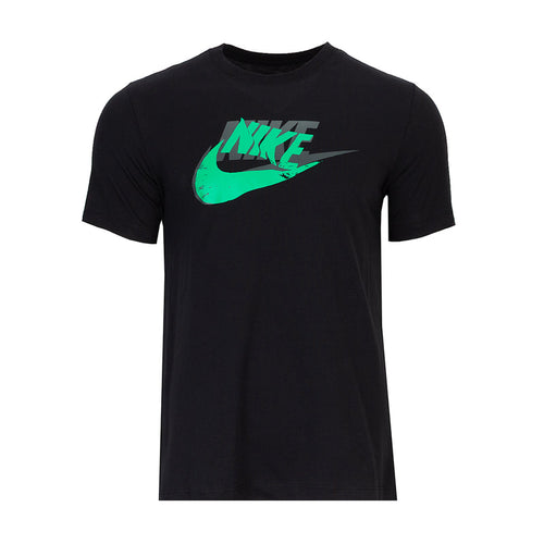 Men's black Nike logo graphic crewneck t-shirt with short sleeves
