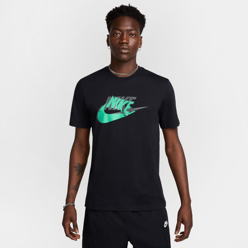 Men's black Nike logo graphic crewneck t-shirt, short sleeves