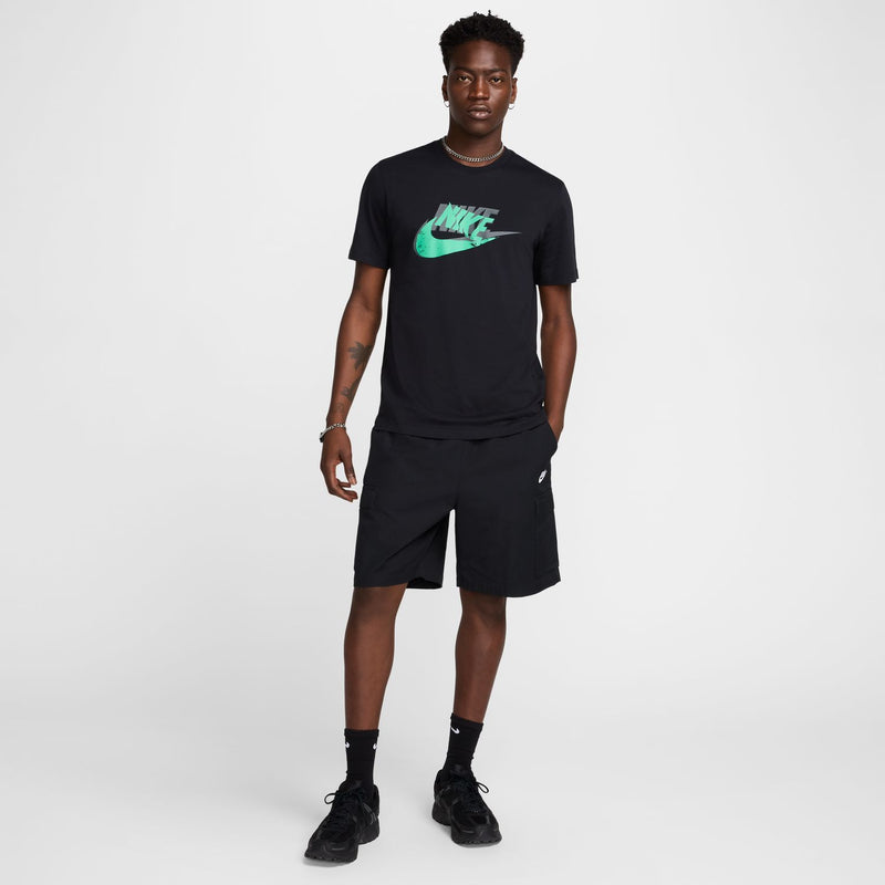 Men's black Nike logo graphic crewneck t-shirt, front view