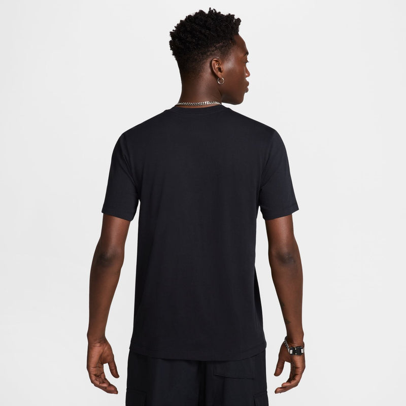 Men's black crewneck t-shirt, plain back view