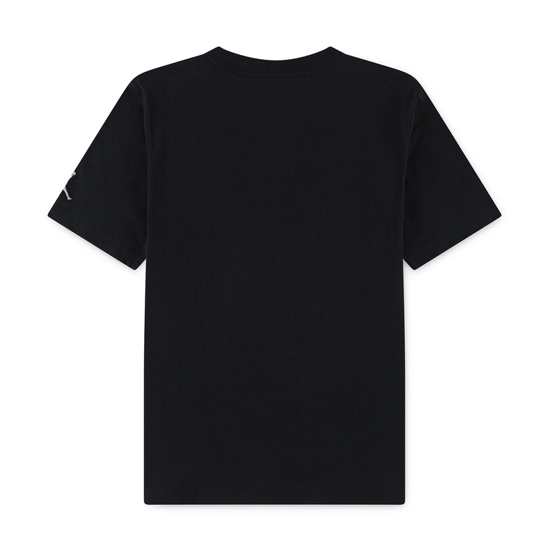Youth black T-shirt, plain back with crew neck