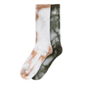 2-pack medium crew socks with white and olive tie-dye panels, ribbed cuffs