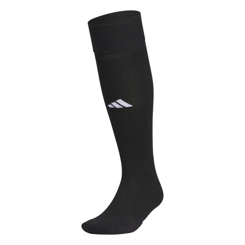 Black crew socks with white logo stripes, extra small (2-pack)