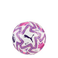 White mini soccer ball with purple and pink geometric graphics and Puma logo