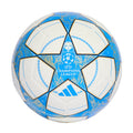 White and blue soccer training ball with gold star graphic and Champions League logo