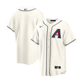 Men's replica home baseball jersey in light sail with front button placket and team logo.