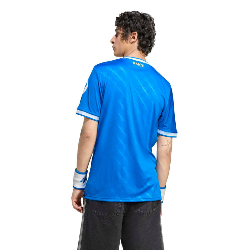 Men's blue Real Madrid third jersey back view with RMFC marking