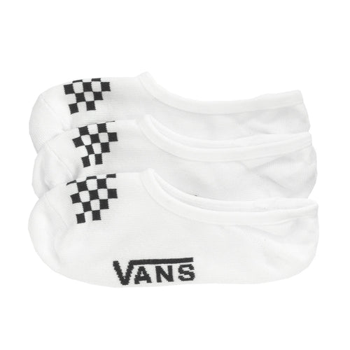 3-pack white ankle socks with black checker logo and Vans lettering