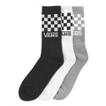 3-pack crew socks with Vans checkerboard bands in black, white, and gray