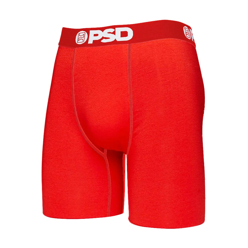 Red cotton-blend boxer briefs with logo waistband and contoured front