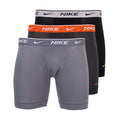 Men's boxer briefs set: gray front, black behind, patterned NIKE waistbands