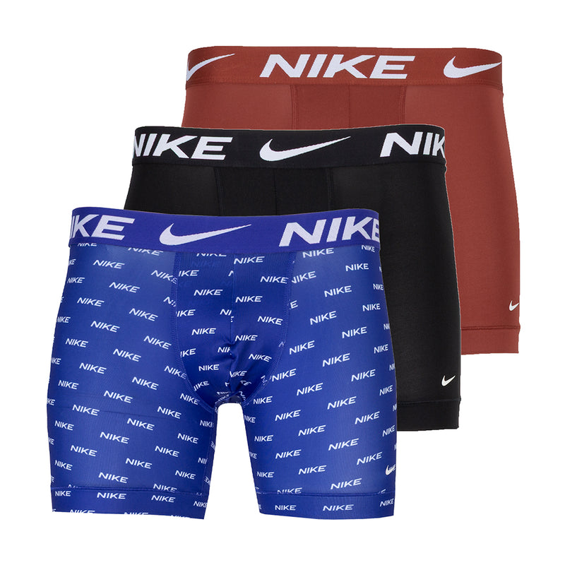 3-pack Dri-FIT micro boxer briefs in red, black, and blue Nike prints