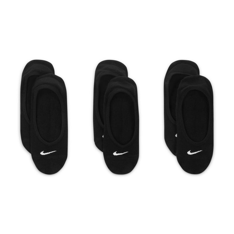 3-pack black footie socks, back view of three folded pairs