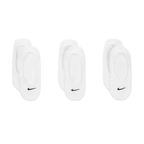 White low-cut footie socks, 3-pack, small black Nike logo on sides