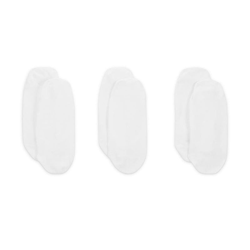 White footie socks, 3-pack, low profile with small black Nike logo