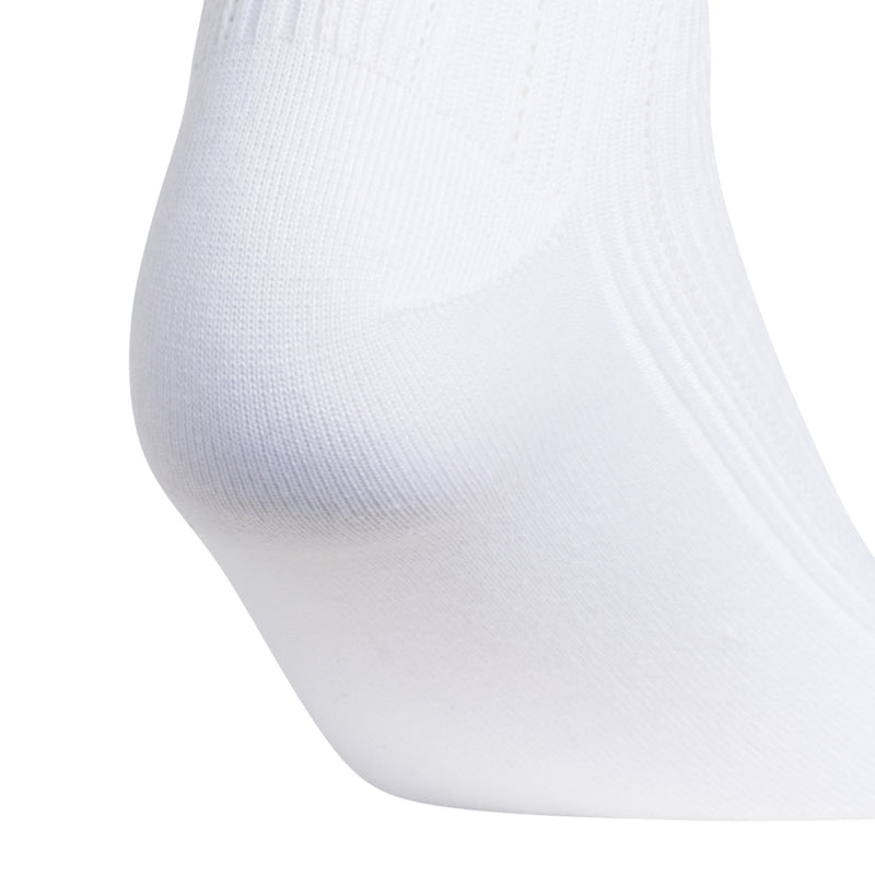 White quarter sock with ribbed knit and smooth toe; ruffled cuff