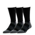 3-pack black crew socks with gray heel/toe and ribbed cuffs