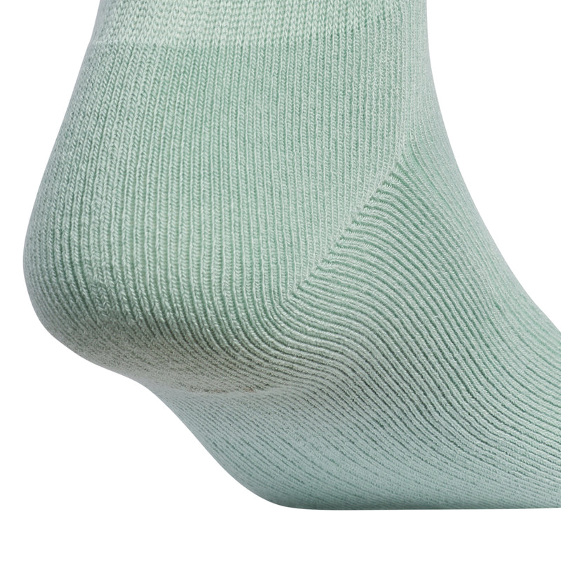 Hazy green quarter crew sock close-up on ribbed footbed