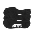 3-pack unisex black no-show socks with Vans logo, low-cut ankle.