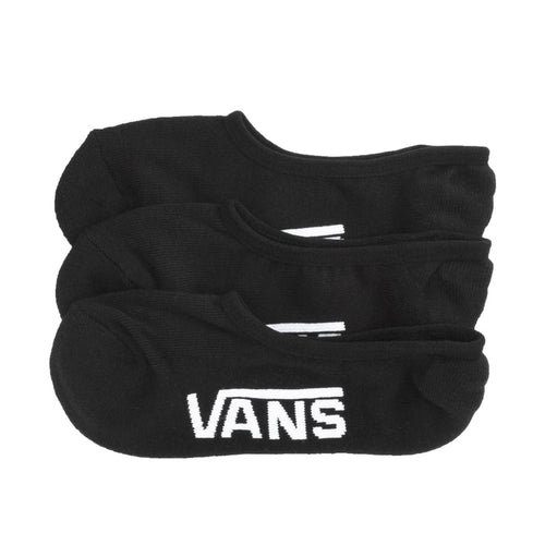 3-pack unisex black no-show socks with Vans logo, low-cut ankle.