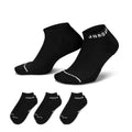 3-pack no-show socks, black with white Jordan logo and cushioned toe