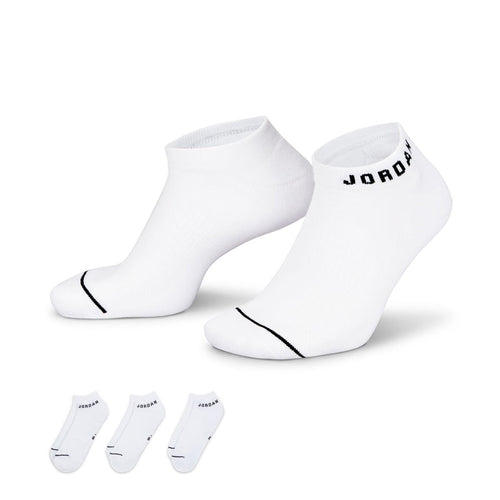 3-pack no-show socks, white with JORDAN logo and black heel/toe trim