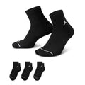 Black quarter socks (3-pack) with white Jumpman logos and contrast heel stripes