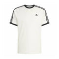 Men’s white adidas 3-stripe T-shirt with black ribbed collar and sleeve stripes