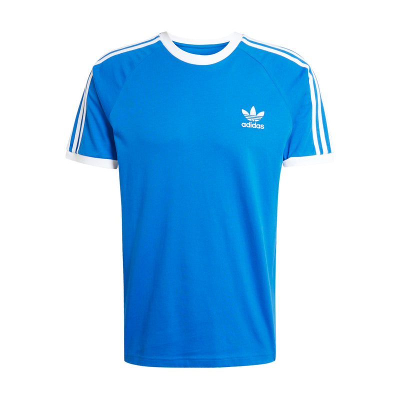 Men's blue adidas 3-Stripe tee with crew neck and small chest logo