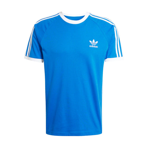 Men's blue adidas 3-Stripe tee with crew neck and small chest logo
