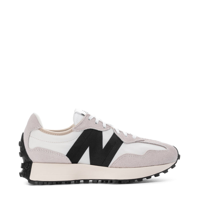 Women's sneakers, white and sea-salt with black accents and chunky tread sole