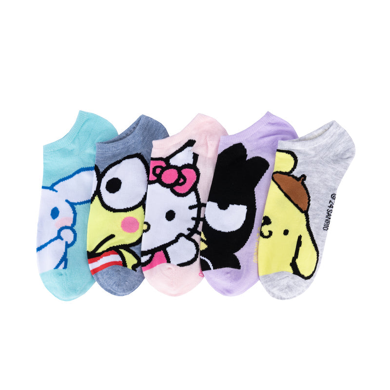 5-pack adult no-show socks, multicolor Hello Kitty & Friends character faces