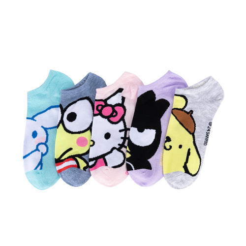 5-pack adult no-show socks, multicolor Hello Kitty & Friends character faces