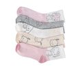 5-pack mid-crew adult socks with Hello Kitty & Friends character prints, pink and gray