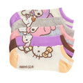 Adult no-show socks, 5-pack, multi-color with Hello Kitty character faces, low-cut style