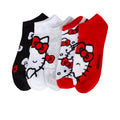 5-pack adult no-show socks with Hello Kitty faces, red white black gray