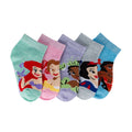 5-pack kids ribbed short socks with princess character prints in pastel tones