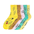 5-pack adult ribbed crew socks, yellow, brown, pink, teal, and light yellow with character prints