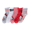 5-pack ribbed Hello Kitty quarter socks for adults, pink/white/gray with cat graphics