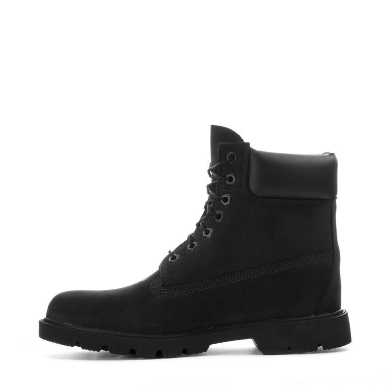Men's black lace-up ankle boot with side panel stitching and chunky tread sole