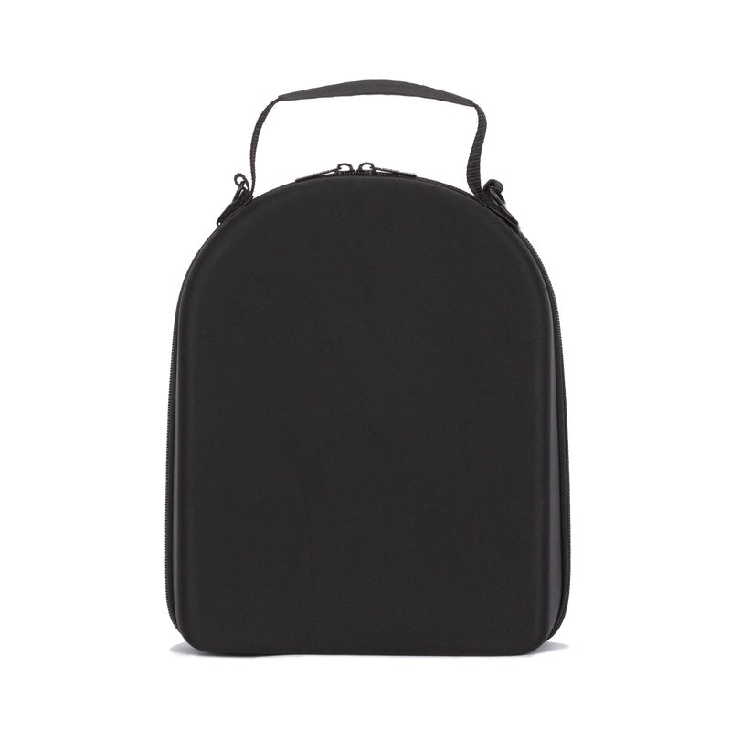 Black cap carrier case with rounded shape and top carrying handle
