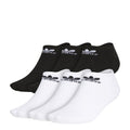 6-pack no-show socks in white and black, ribbed knit with logo cuffs